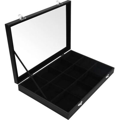 OEM Organizador De Joyas De Terciopelo Negro Con 12 Compartimentos Y Tapa De Cristal – Bandeja De Fieltro Para Joyas Con Compartimentos Ajustables – Almacenamiento Para Pendientes, Anillos, Collares Y Pul OEM Organizador De Joyas De Terciopelo Negro Con 12 Compartimentos Y Tapa De Cristal – Bandeja De Fieltro Para Joyas Con Compartimentos Ajustables – Almacenamiento Para Pendientes, Anillos, Collares Y Pul