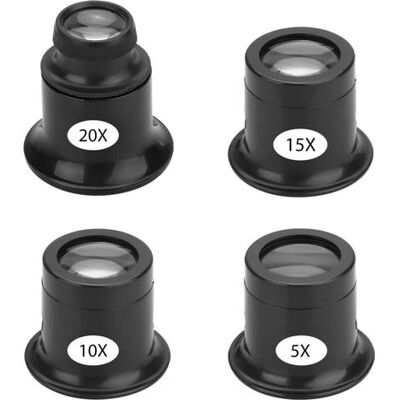 OEM Lote De 4 Lupas Portátiles Para Joyero, Lupas De Relojero Con Diferentes Aumentos (5x, 10x, 15x, 20x), Kit De Lupas Para Reparación De Relojes Y Joyería OEM Lote De 4 Lupas Portátiles Para Joyero, Lupas De Relojero Con Diferentes Aumentos (5x, 10x, 15x, 20x), Kit De Lupas Para Reparación De Relojes Y Joyería
