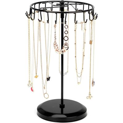 OEM Soporte Giratorio De Metal Negro Para Joyería, Torre De Exhibición Para Collares, Pulseras, Anillos Y Pendientes. OEM Soporte Giratorio De Metal Negro Para Joyería, Torre De Exhibición Para Collares, Pulseras, Anillos Y Pendientes.