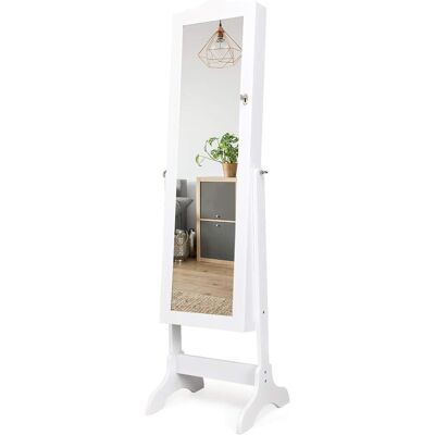 Costway Armario Espejo Para Joyas Con Inclinación Ajustable Gabinete Para Joyería Con Cerradura Espejo De Pie Organizador Para Anillos Cadena Y Pendientes Costway Armario Espejo Para Joyas Con Inclinación Ajustable Gabinete Para Joyería Con Cerradura Espejo De Pie Organizador Para Anillos Cadena Y Pendientes