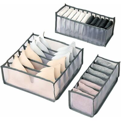 OEM Cajas De Almacenamiento Para Ropa Interior (gris), Caja Plegable Para Calcetines, Organizador De Cajones, Juego De 3 Para Sujetadores, Calcetines Y Bragas -crezuo OEM Cajas De Almacenamiento Para Ropa Interior (gris), Caja Plegable Para Calcetines, Organizador De Cajones, Juego De 3 Para Sujetadores, Calcetines Y Bragas -crezuo