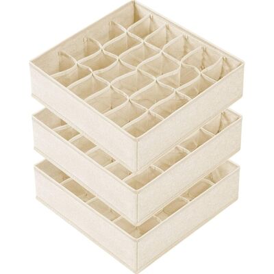 OEM Paquete De 3 Organizadores De Cajones Para Calcetines Y Ropa Interior, Organizadores De Armario/armario Plegables De Tela Con 64 Compartimentos, Para Organizar Calcetines, Ropa Interior Y Corbatas (16 OEM Paquete De 3 Organizadores De Cajones Para Calcetines Y Ropa Interior, Organizadores De Armario/armario Plegables De Tela Con 64 Compartimentos, Para Organizar Calcetines, Ropa Interior Y Corbatas (16