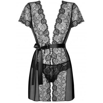 Bata Y Tanga - Obsessive Alluria Peignoir & Thong Negro L/xl Bata Y Tanga - Obsessive Alluria Peignoir & Thong Negro L/xl
