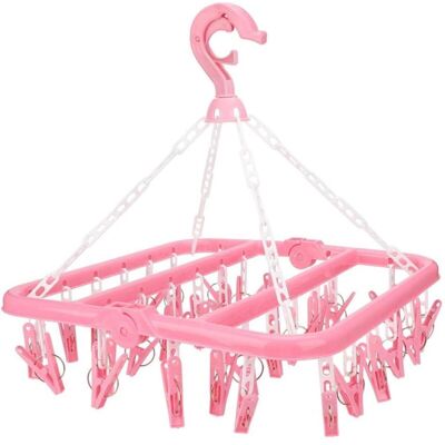 OEM Percha Para Ropa Interior Con 32 Pinzas, Para Colgar, Perchero, Pinzas De Ropa De Plástico Plegables, Percha Para Secar Calcetines, Sujetadores, Lencería Y Ropa (rosa) - Crezuo OEM Percha Para Ropa Interior Con 32 Pinzas, Para Colgar, Perchero, Pinzas De Ropa De Plástico Plegables, Percha Para Secar Calcetines, Sujetadores, Lencería Y Ropa (rosa) - Crezuo
