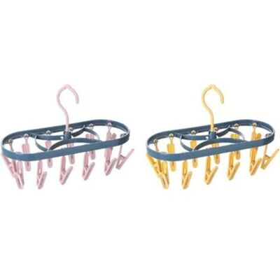 OEM Juego De 2 Perchas De Plástico Con 12 Pinzas, Portátiles Para Ropa Interior, Calcetines, Sujetadores, Bragas, Guantes, Para Uso Interior Y Exterior - Crezuo OEM Juego De 2 Perchas De Plástico Con 12 Pinzas, Portátiles Para Ropa Interior, Calcetines, Sujetadores, Bragas, Guantes, Para Uso Interior Y Exterior - Crezuo