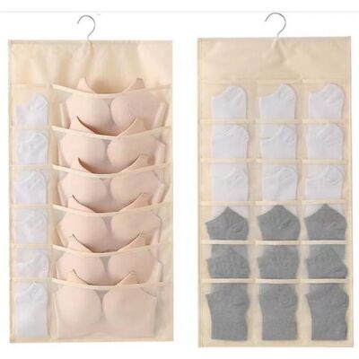OEM 1 Organizador Colgante Ropa Interior Y Calcetines, Gran Capacidad, Dos Caras, Beige OEM 1 Organizador Colgante Ropa Interior Y Calcetines, Gran Capacidad, Dos Caras, Beige