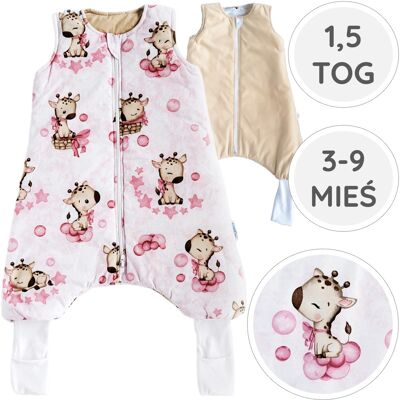 OEM Babyu, Saco De Dormir Para Todo El Año Con Piernas Y Calcetines, Doble Cremallera, 1.5 Tog, 3-9 Meses. OEM Babyu, Saco De Dormir Para Todo El Año Con Piernas Y Calcetines, Doble Cremallera, 1.5 Tog, 3-9 Meses.