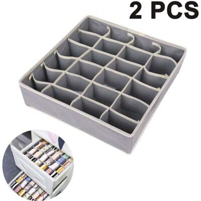 OEM Cajas Organizadoras Para Ropa Interior (2 Unidades), Separadores De Cajones Plegables De 24 Compartimentos Para Calcetines, Bufandas Y Sujetadores, Color Gris -crezuo OEM Cajas Organizadoras Para Ropa Interior (2 Unidades), Separadores De Cajones Plegables De 24 Compartimentos Para Calcetines, Bufandas Y Sujetadores, Color Gris -crezuo