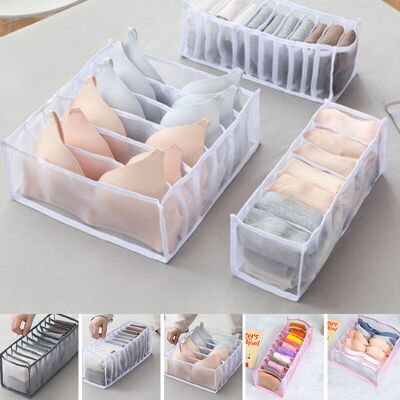 OEM Juego De 3 Cajas De Almacenamiento De Malla Para Ropa Interior, Sujetadores Y Calcetines, Con Separadores De Cajones, 6/7/11 Compartimentos - Blanco OEM Juego De 3 Cajas De Almacenamiento De Malla Para Ropa Interior, Sujetadores Y Calcetines, Con Separadores De Cajones, 6/7/11 Compartimentos - Blanco