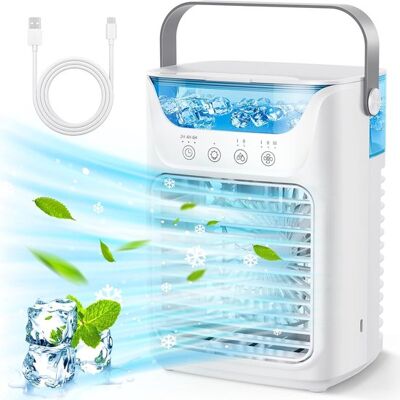 OEM Enfriador De Aire Personal Portátil,luz Nocturna Led Y Temporizador De 6 Horas: Ventilador De Refrigeración Para Dormitorio Y Oficina OEM Enfriador De Aire Personal Portátil,luz Nocturna Led Y Temporizador De 6 Horas: Ventilador De Refrigeración Para Dormitorio Y Oficina