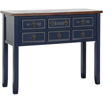 FIJALO Consola Paulownia 103x35x80 10caj, Azul Marino FIJALO Consola Paulownia 103x35x80 10caj, Azul Marino