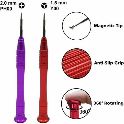 DPZO Destornillador Para 2,0 Mm Y 1,5 Mm, Kit De Destornilladores Tri-point Tri-wing Y00 Para Reparación De Consolas De Juegos Nintendo DPZO Destornillador Para 2,0 Mm Y 1,5 Mm, Kit De Destornilladores Tri-point Tri-wing Y00 Para Reparación De Consolas De Juegos Nintendo