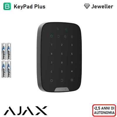 38252 - Jeweller - Keypad Plus - Teclado Táctil Inalámbrico Compatible Con Tarjetas Y Llaveros Sin Contacto - Color Black - Ajax Seguridad Inalámbrica 38252 - Jeweller - Keypad Plus - Teclado Táctil Inalámbrico Compatible Con Tarjetas Y Llaveros Sin Contacto - Color Black - Ajax Seguridad Inalámbrica