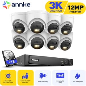 Cámara De Vigilancia Exterior 3k, Kit De Videovigilancia Con Nvr De 16 Canales Y Cámara Ip Poe De 8x5 Mp, Visión Nocturna En Color, Detección De Personas/vehículos, Disco Duro De 2 Tb - Annke Cámara De Vigilancia Exterior 3k, Kit De Videovigilancia Con Nvr De 16 Canales Y Cámara Ip Poe De 8x5 Mp, Visión Nocturna En Color, Detección De Personas/vehículos, Disco Duro De 2 Tb - Annke