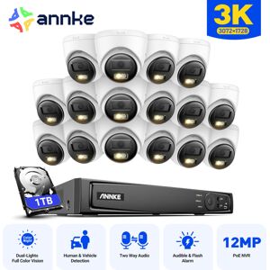 Kit De Cámara De Videovigilancia Exterior 5mp 16ch Con 16 Cámaras Ip,audio Bidireccional,visión Nocturna Ir,detección De Movimiento Inteligente Alerta Email App/pc Remota 1tb - Annke Kit De Cámara De Videovigilancia Exterior 5mp 16ch Con 16 Cámaras Ip,audio Bidireccional,visión Nocturna Ir,detección De Movimiento Inteligente Alerta Email App/pc Remota 1tb - Annke