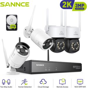 Sannce 3mp Wireless Surveillance System Camera Nvr Ir Night Vision Two Way Voice Motion Detection Wifi Cctv Security Camera Kit- 1tb Hdd Sannce 3mp Wireless Surveillance System Camera Nvr Ir Night Vision Two Way Voice Motion Detection Wifi Cctv Security Camera Kit- 1tb Hdd