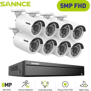 Annke - Sannce Sistema De Cámaras Cctv Cable Poe,16 Canales Cámara De Seguridad Poe De 5mp× 8,grabación 24/7 Visión Nocturna Annke - Sannce Sistema De Cámaras Cctv Cable Poe,16 Canales Cámara De Seguridad Poe De 5mp× 8,grabación 24/7 Visión Nocturna