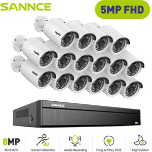 ANNKE Sannce Sistema De Cámaras Cctv Cable Poe,16 Canales Cámara De Seguridad Poe De 5mp×16,grabación 24/7 Visión Nocturna ANNKE Sannce Sistema De Cámaras Cctv Cable Poe,16 Canales Cámara De Seguridad Poe De 5mp×16,grabación 24/7 Visión Nocturna