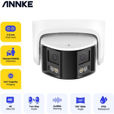 4k Cámara Exteriores Protección De Seguridad Ir Panorámica Doble Lente H.265 + Audio Bidireccional Cámara De Vídeo De Vigilancia Cctv Vista Panorámica Poe - Annke 4k Cámara Exteriores Protección De Seguridad Ir Panorámica Doble Lente H.265 + Audio Bidireccional Cámara De Vídeo De Vigilancia Cctv Vista Panorámica Poe - Annke
