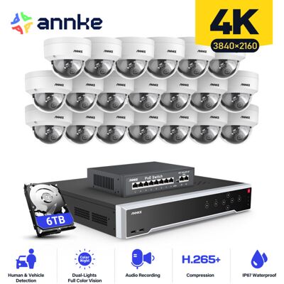 Annke Kit De Videovigilancia Cable,32ch Nvr 20× Cámara Ip Poe Visión Nocturna Color App/pc Remote Kit De Videovigilancia,6tb Hdd Annke Kit De Videovigilancia Cable,32ch Nvr 20× Cámara Ip Poe Visión Nocturna Color App/pc Remote Kit De Videovigilancia,6tb Hdd