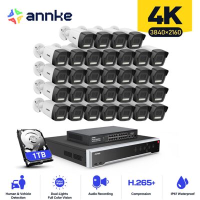 Cámara De Seguridad Exterior,32ch Nvr 32× Cámara Poe Detección Movimiento Visión Nocturna Kit De Videovigilancia,1tb Hdd - Annke Cámara De Seguridad Exterior,32ch Nvr 32× Cámara Poe Detección Movimiento Visión Nocturna Kit De Videovigilancia,1tb Hdd - Annke