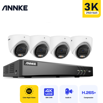 ANNKE - 8CH 3K H.265 DVR - 4x5MP - Kit de Cámaras de Seguridad ANNKE - 8CH 3K H.265 DVR - 4x5MP - Kit de Cámaras de Seguridad