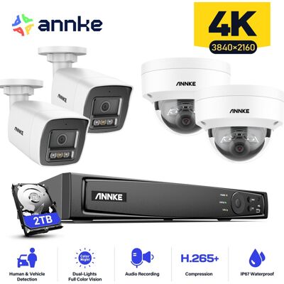 4k 16ch Sistema De Cámaras De Seguridad 4 Bullet Y 4 Dome Exterior Visión Nocturna Acceso Remoto,2tb Hdd - Annke 4k 16ch Sistema De Cámaras De Seguridad 4 Bullet Y 4 Dome Exterior Visión Nocturna Acceso Remoto,2tb Hdd - Annke