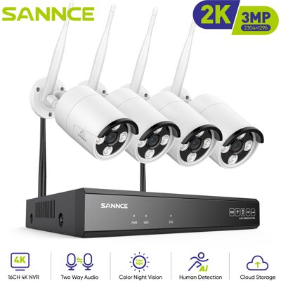 Sannce Sistema De Videovigilancia Nvr Inalámbrico De 8 Canales Y 5 Mp Con 4 Cámaras De Seguridad Ip Wi-fi Para Exteriores De 3 Mp, Wi-fi Dual, Compatible Con Alexa, Detección De Movimiento, Sin Disco Sannce Sistema De Videovigilancia Nvr Inalámbrico De 8 Canales Y 5 Mp Con 4 Cámaras De Seguridad Ip Wi-fi Para Exteriores De 3 Mp, Wi-fi Dual, Compatible Con Alexa, Detección De Movimiento, Sin Disco