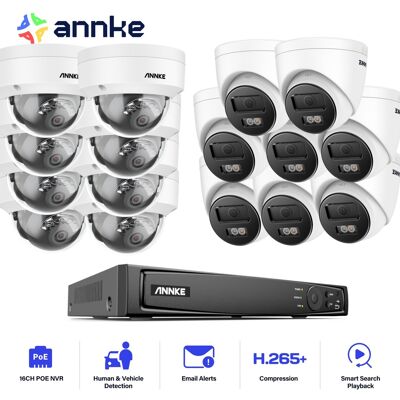 Annke 12mp Kits De Videovigilancia,16ch Nvr Con 16x12mp Cámara Seguridad Detección Movimiento Color Visión Nocturna 8 Dôme+8 Tower Annke 12mp Kits De Videovigilancia,16ch Nvr Con 16x12mp Cámara Seguridad Detección Movimiento Color Visión Nocturna 8 Dôme+8 Tower