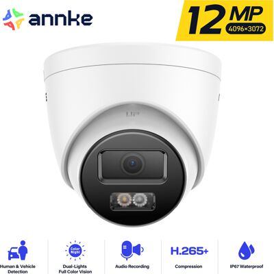 Annke - 12mp Cámara Vigilancia Exterior Detección Movimiento Color Visión Nocturna Ip Poe Cámara Seguridad Acceso Remoto Annke - 12mp Cámara Vigilancia Exterior Detección Movimiento Color Visión Nocturna Ip Poe Cámara Seguridad Acceso Remoto
