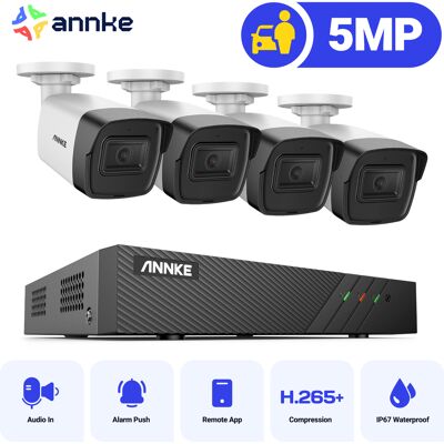 Annke - 5mp Kit De Videovigilancia Poe,4x 5mp Cámara Ip Poe,visión Nocturna Detección Movimiento,grabación Audio Annke - 5mp Kit De Videovigilancia Poe,4x 5mp Cámara Ip Poe,visión Nocturna Detección Movimiento,grabación Audio