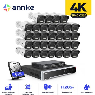 Cámara De Seguridad Exterior,32ch Nvr 32× Cámara Poe Detección Movimiento Visión Nocturna Kit De Videovigilancia,6tb Hdd - Annke Cámara De Seguridad Exterior,32ch Nvr 32× Cámara Poe Detección Movimiento Visión Nocturna Kit De Videovigilancia,6tb Hdd - Annke