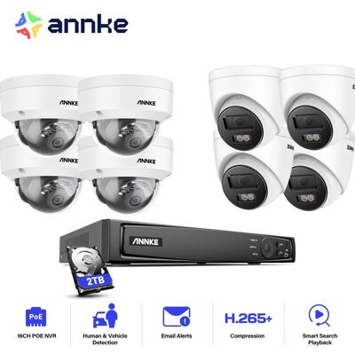 12mp Kits De Videovigilancia Cable,16ch Nvr Con 8x12mp Cámara Poe Color Visión Nocturna Acceso Remoto 4 Dôme+4 Tower,2tb Hdd - Annke 12mp Kits De Videovigilancia Cable,16ch Nvr Con 8x12mp Cámara Poe Color Visión Nocturna Acceso Remoto 4 Dôme+4 Tower,2tb Hdd - Annke