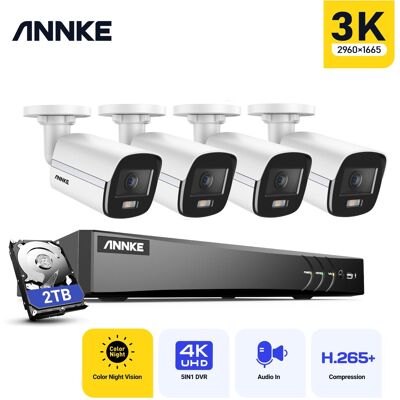 Kit De Cámara De Videovigilancia Exterior Cable 8 Canales Dvr, 4 Cámaras 5mp, Visión Nocturna Color,micrófono Incorporado,acceso Remoto 2tb - Annke Kit De Cámara De Videovigilancia Exterior Cable 8 Canales Dvr, 4 Cámaras 5mp, Visión Nocturna Color,micrófono Incorporado,acceso Remoto 2tb - Annke