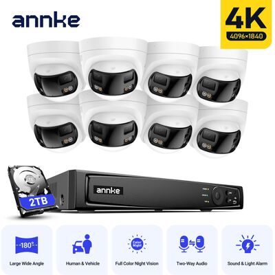 Annke Sistema De Videovigilancia 4k Poe, 8 Cámaras Exteriores De Doble Lente De 8 Mp Con Giro De 180° Y Visión Nocturna A Color, 8 Canales, Nvr H.265+ De 12 Mp, Reconocimiento De Personas/vehículos, 2 Annke Sistema De Videovigilancia 4k Poe, 8 Cámaras Exteriores De Doble Lente De 8 Mp Con Giro De 180° Y Visión Nocturna A Color, 8 Canales, Nvr H.265+ De 12 Mp, Reconocimiento De Personas/vehículos, 2