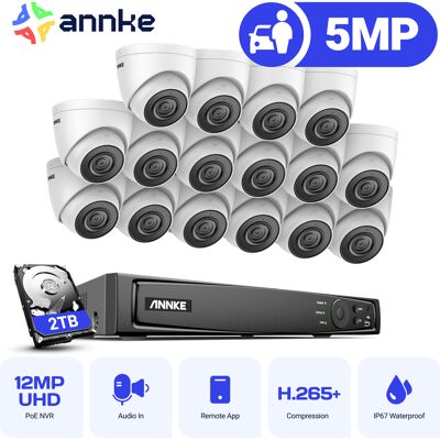 16ch Sistema De Videovigilancia Nvr 16 Cámaras Inteligentes Ir Visión Nocturna Cámara Exterior Kit De Videovigilancia Acceso Remoto 2tb - Annke 16ch Sistema De Videovigilancia Nvr 16 Cámaras Inteligentes Ir Visión Nocturna Cámara Exterior Kit De Videovigilancia Acceso Remoto 2tb - Annke