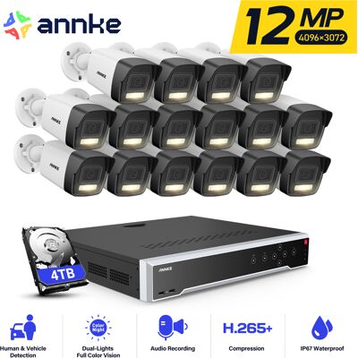 12mp Poe Cámara De Seguridad,32ch Nvr 16 Cámara Poe Visión Nocturna Detección Movimiento App/pc Remoto Kit De Videovigilancia,4tb Hdd - Annke 12mp Poe Cámara De Seguridad,32ch Nvr 16 Cámara Poe Visión Nocturna Detección Movimiento App/pc Remoto Kit De Videovigilancia,4tb Hdd - Annke
