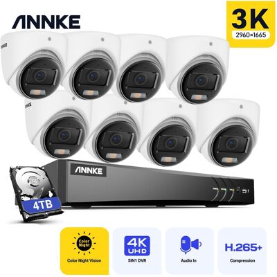 5mp Kit De Cámara De Videovigilancia Torreta Exterior Cable, 8ch Dvr Et 8 Cámaras 5mp, Visión Nocturna Color, Acceso Remoto, 4tb - Annke 5mp Kit De Cámara De Videovigilancia Torreta Exterior Cable, 8ch Dvr Et 8 Cámaras 5mp, Visión Nocturna Color, Acceso Remoto, 4tb - Annke
