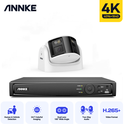 Annke - 8mp Kit De Cámara De Seguridad Panorámica 180° Lente Dual Audio Bidireccional, Sistema De Vigilancia De Seguridad Annke - 8mp Kit De Cámara De Seguridad Panorámica 180° Lente Dual Audio Bidireccional, Sistema De Vigilancia De Seguridad