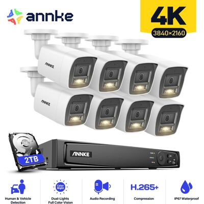Annke 8mp Poe Kit De Cámara De Seguridad Exterior 8 Cámaras Alarma Correo Electrónico Acceso Remoto,2tb Hdd Annke 8mp Poe Kit De Cámara De Seguridad Exterior 8 Cámaras Alarma Correo Electrónico Acceso Remoto,2tb Hdd