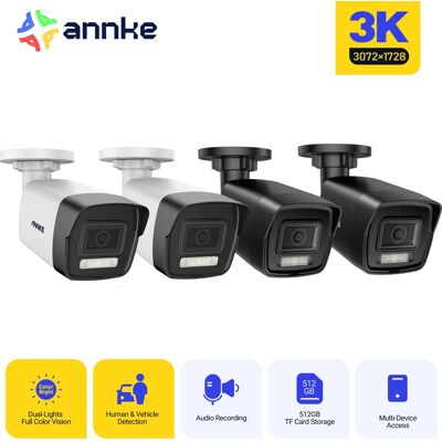 Annke - 5mp Cámaras De Videovigilancia Exteriores Poe Doble Luz Smart Color Visión Nocturna,4pcs Annke - 5mp Cámaras De Videovigilancia Exteriores Poe Doble Luz Smart Color Visión Nocturna,4pcs
