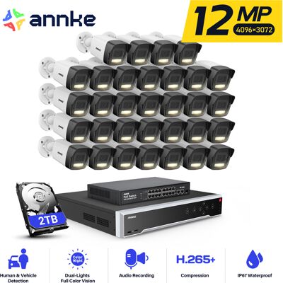 12mp Poe Cámara De Seguridad,32ch Nvr 32 Cámara Poe Visión Nocturna Detección Movimiento App/pc Remoto Kit De Videovigilancia,2tb Hdd - Annke 12mp Poe Cámara De Seguridad,32ch Nvr 32 Cámara Poe Visión Nocturna Detección Movimiento App/pc Remoto Kit De Videovigilancia,2tb Hdd - Annke