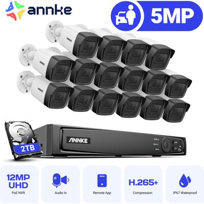 Kit Camara De Vigilancia 5mp ×16 Cámara Poe Exterior Visión Nocturna Grabación 24/7 Cámara Sistema De Videovigilancia Acceso Remoto 2tb - Annke Kit Camara De Vigilancia 5mp ×16 Cámara Poe Exterior Visión Nocturna Grabación 24/7 Cámara Sistema De Videovigilancia Acceso Remoto 2tb - Annke