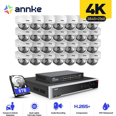 Kit De Videovigilancia Cable,32ch Nvr 28× Cámara Ip Poe Visión Nocturna Color App/pc Remote Kit De Videovigilancia,8tb Hdd - Annke Kit De Videovigilancia Cable,32ch Nvr 28× Cámara Ip Poe Visión Nocturna Color App/pc Remote Kit De Videovigilancia,8tb Hdd - Annke