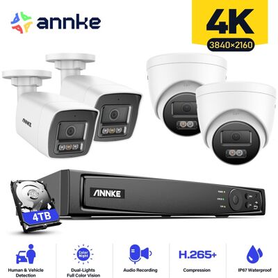 4k 16ch Sistema De Cámaras De Seguridad 4 Bullet Y 4 Tower Exterior Visión Nocturna Acceso Remoto,4tb Hdd - Annke 4k 16ch Sistema De Cámaras De Seguridad 4 Bullet Y 4 Tower Exterior Visión Nocturna Acceso Remoto,4tb Hdd - Annke
