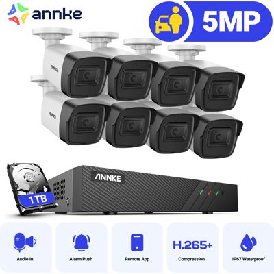 5mp Kit De Videovigilancia Poe,8x 5mp Cámara Ip Poe,visión Nocturna Detección Movimiento,grabación Audio 1tb - Annke 5mp Kit De Videovigilancia Poe,8x 5mp Cámara Ip Poe,visión Nocturna Detección Movimiento,grabación Audio 1tb - Annke