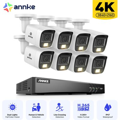 Annke 4k Kit De Vigilancia Exterior,8ch Dvr 8 Cámaras,ip67,visión Nocturna Color E Ir, Sistema De Seguridad De Acceso Remoto,sin Disco Duro Annke 4k Kit De Vigilancia Exterior,8ch Dvr 8 Cámaras,ip67,visión Nocturna Color E Ir, Sistema De Seguridad De Acceso Remoto,sin Disco Duro