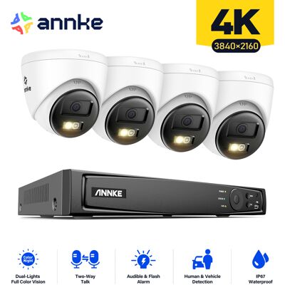 Annke - 4k Kits De Videovigilancia Exterior 8ch Nvr 4×cámaras Smart Doble Luz Visión Nocturna,audio Bidireccional,alarma Email Acceso Remoto Cable Kit De Cámara Vigilancia Annke - 4k Kits De Videovigilancia Exterior 8ch Nvr 4×cámaras Smart Doble Luz Visión Nocturna,audio Bidireccional,alarma Email Acceso Remoto Cable Kit De Cámara Vigilancia