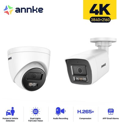 Annke - 4k Cámara De Seguridad Bullet Exterior Visión Nocturna A Color Detección De Movimiento Acceso Remoto,2pcs Annke - 4k Cámara De Seguridad Bullet Exterior Visión Nocturna A Color Detección De Movimiento Acceso Remoto,2pcs