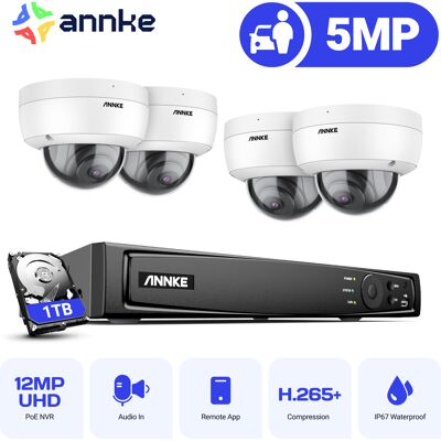 Annke - H500 Poe Kit De Videovigilancia,4x5mp Poe Cámaras,visión Nocturna Sistema De Cámara Exterior 1tb Annke - H500 Poe Kit De Videovigilancia,4x5mp Poe Cámaras,visión Nocturna Sistema De Cámara Exterior 1tb